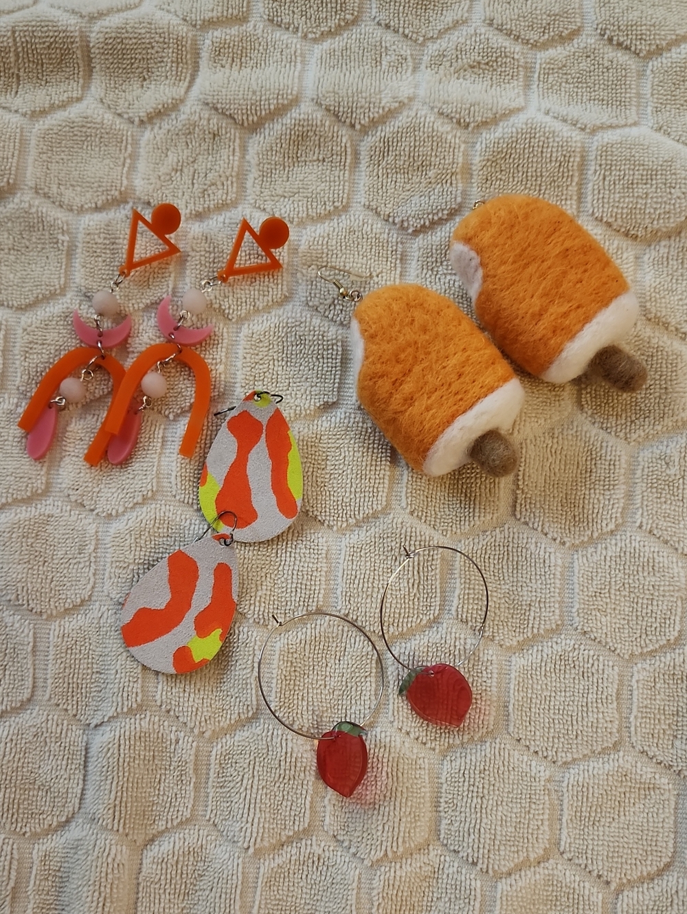 Handmade Earrings- Creamsicle Popsicles, Peaches, Abstract Set